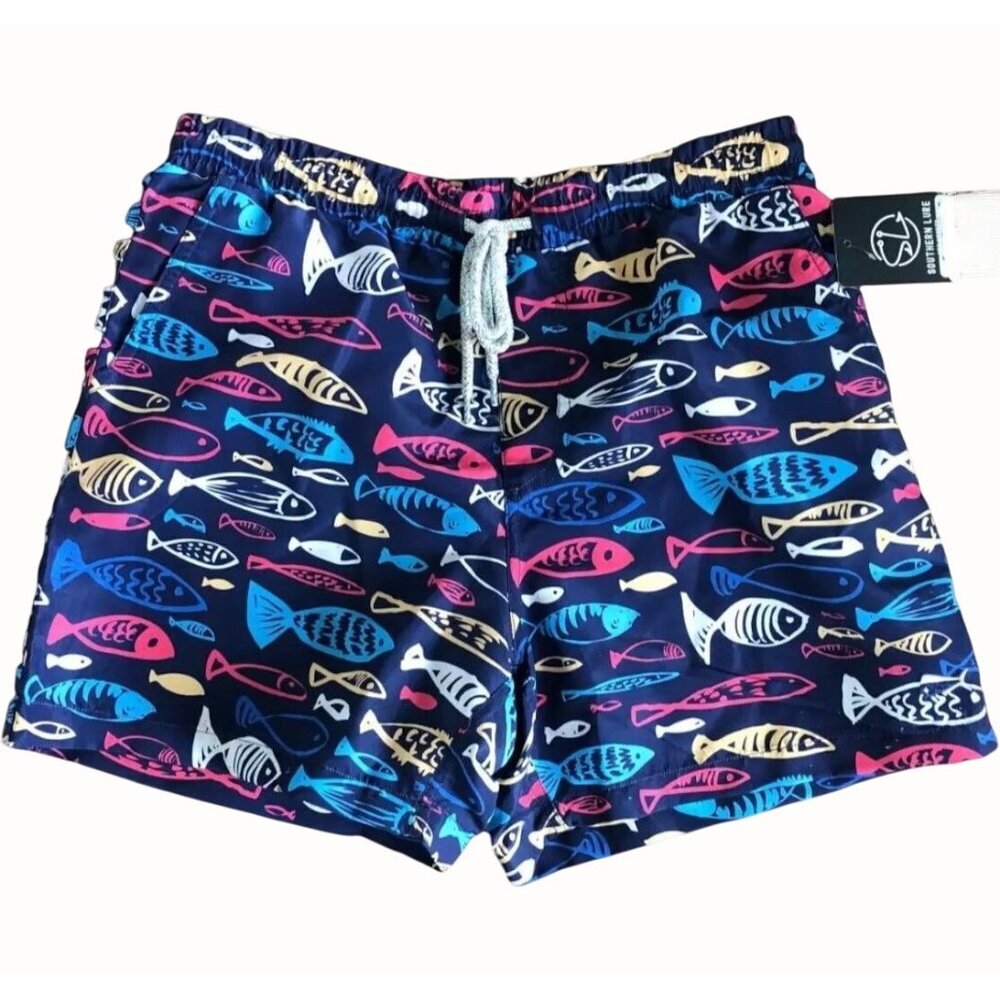 Southern Lure Boy Youth Size XL Colorful Fishy Fishy Print Swim Trunks NEW
